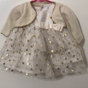White and gold baby dress